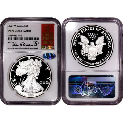 2007-W Proof American Silver Eagles in NGC PF 70 UCAM Bressett Signature