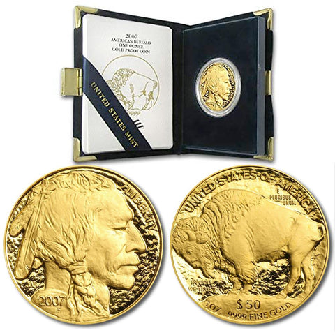 2007-W Proof $50 .9999 One Ounce Gold Buffalo in OGP