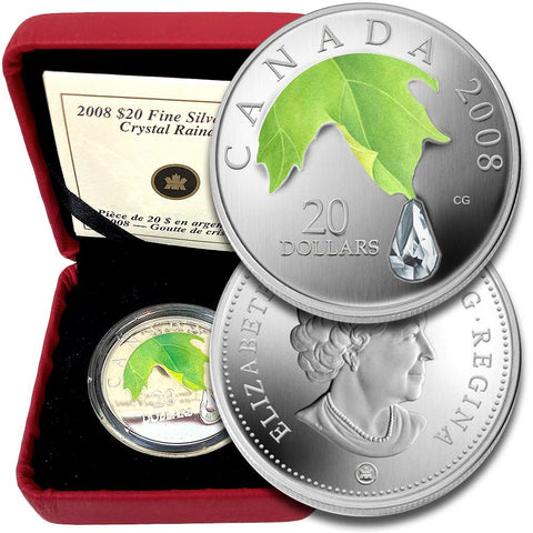 2008 Canada $20 Crystal Raindrop 1 oz .9999 Silver Proof - Gem in OGP