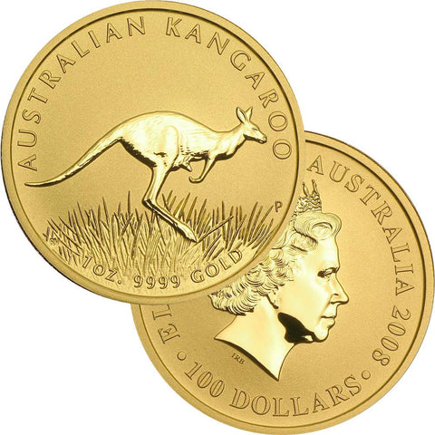 2008-P Australia $100 1 oz .9999 Gold Kangaroo - Gem Uncirculated