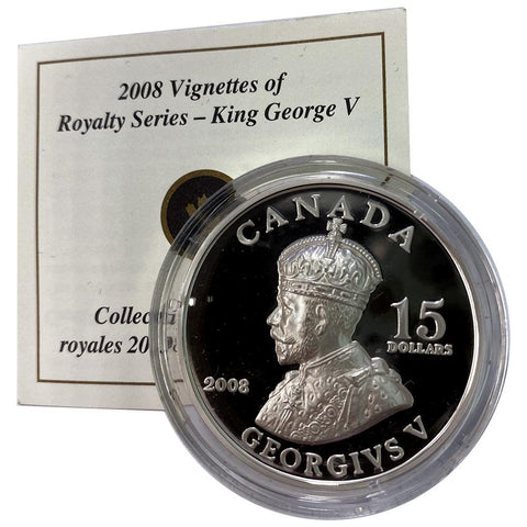 2008 Canada $15 Sterling Silver Vignettes of Royalty - King George V - in Capsule with COA