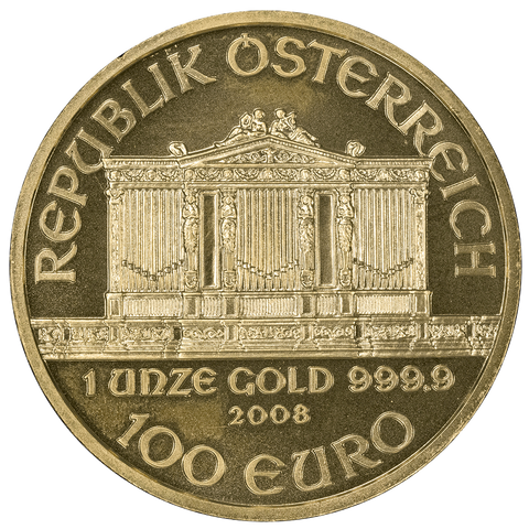 2008 Austria 1 Ounce Gold Philharmonic Coins - Just $10 Over Melt