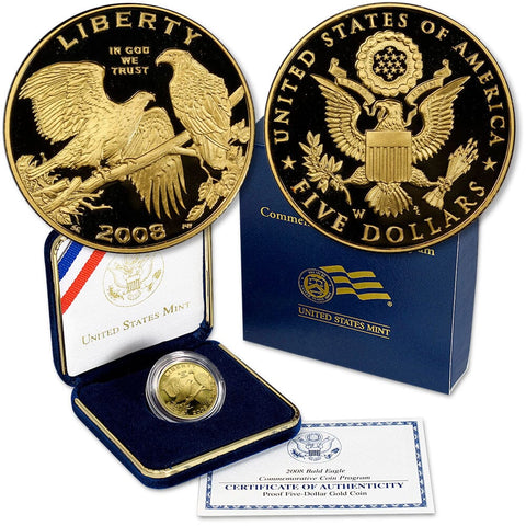2008-W Proof Bald Eagle $5 Gold Commemorative - Gem in OGP w/ COA