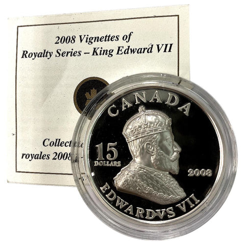 2008 Canada $15 Sterling Silver Vignettes of Royalty - King Edward VII - in Capsule with COA