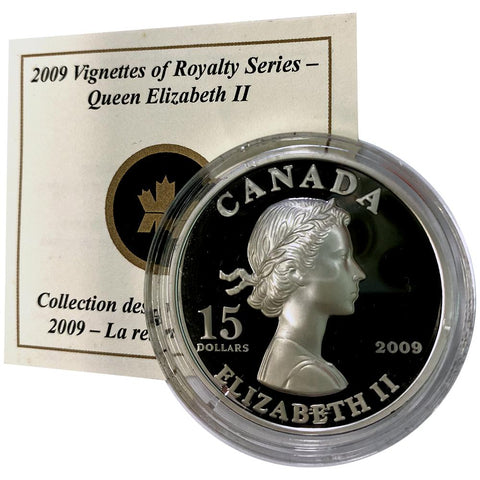 2009 Canada $15 Sterling Silver Vignettes of Royalty - Queen Elizabeth II - in Capsule with COA