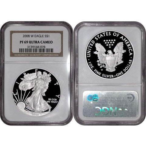 2008-W Proof American Silver Eagles - NGC PF 69 Ultra Cameo