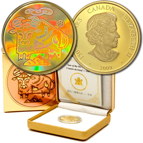 2009 Canada $150 Gold Lunar Year of the Ox Holographic Coin - Gem Proof