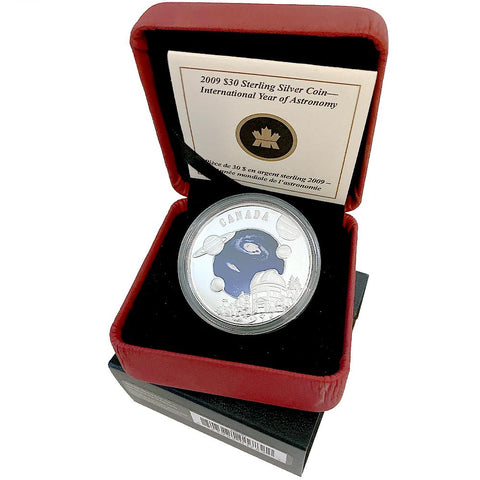 2009 Canada $30 International Year Of Astronomy Colorized Silver Proof - Gem in OGP