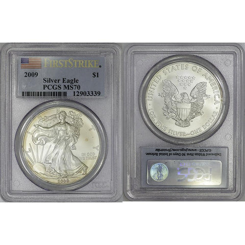 2009 American Silver Eagles in PCGS MS 70 First Strike (Toned Coin)