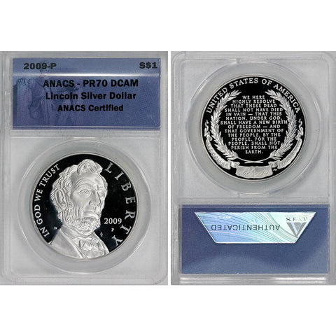 2009-P Proof Commemorative Lincoln Silver Dollar - ANACS PF 70 DCAM