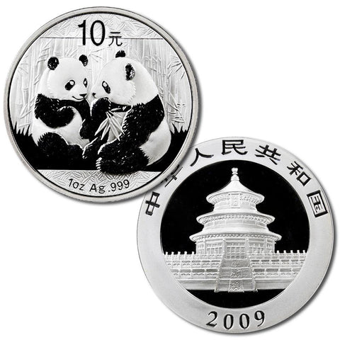 2009 China Silver 10 Yuan Pandas KM. 1896 - Gem Brilliant Uncirculated (In Flip)