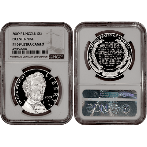 2009-P Abraham Lincoln Commemorative Silver Dollar - NGC PF 69 Ultra Cameo