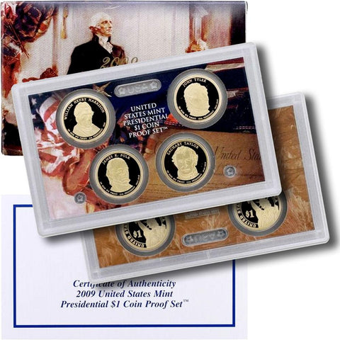 4-Coin 2009-S Presidential Dollar Proof Set - in Original Box with COA