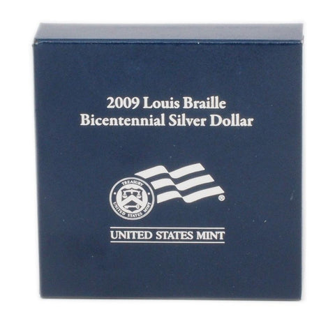 2009 Louis Braille Bicentennial Silver Proof Dollar - Gem Proof in OGP w/ COA