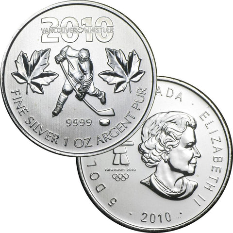2010 Canada 1 oz .9999 Silver Olympic/Hockey Commemorative - Brilliant Uncirculated