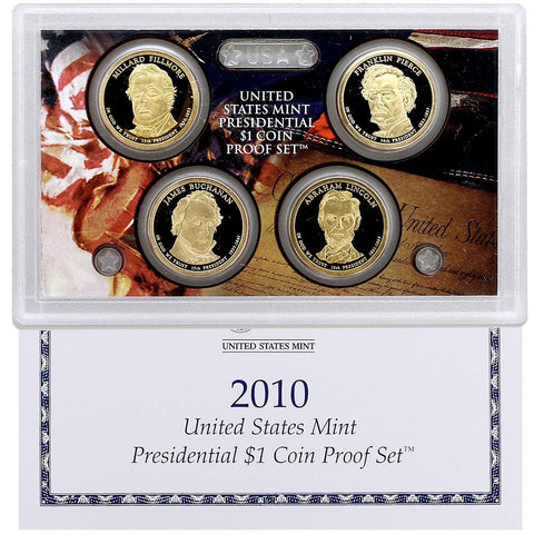 4-Coin 2010-S Presidential Dollar Proof Set - in Original Box with COA