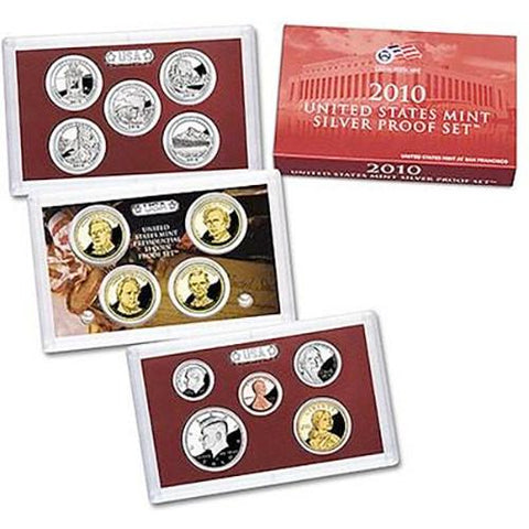 2010-S American The Beautiful 14 Coin Silver Proof Set, In Original Mint Box with COA