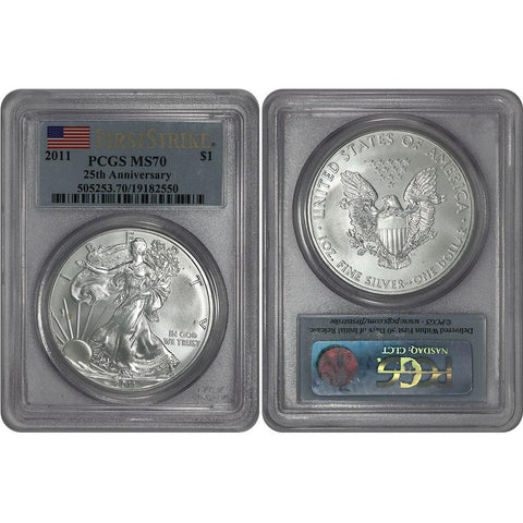 2011 American Silver Eagle - PCGS MS 70 First Strike - 25th Anniversary