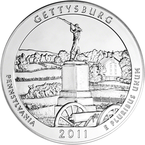 2011 Gettysburg America The Beautiful 5 oz Silver Quarter - Gem Uncirculated