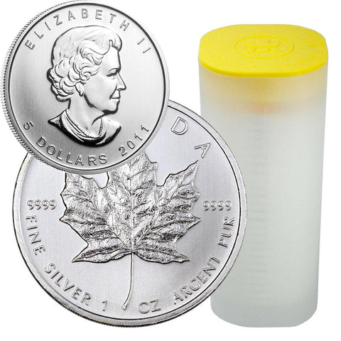 25-Coin Roll of 2011 $5 Canadian 1 oz Silver Maple Leaf .9999 Silver