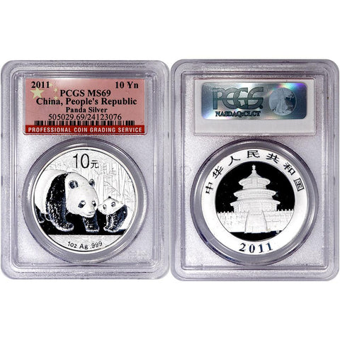 2011 China 10 Yuan Silver Panda 1 oz .999 Silver KM.1980 - PCGS MS 69