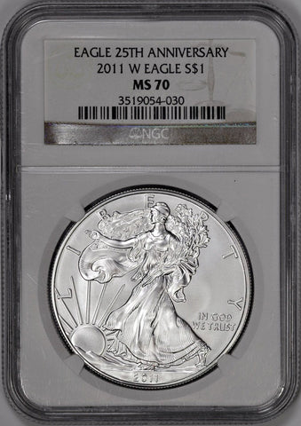 2011-W Burnished Silver Eagle in Mint Box, NGC MS 69 or NGC MS 70