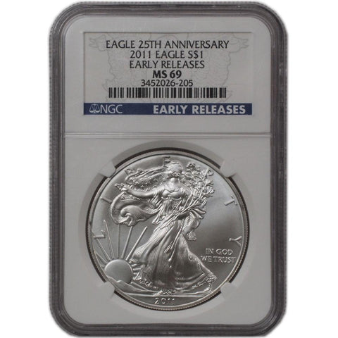 2011 American Silver Eagle ER in NGC MS 69