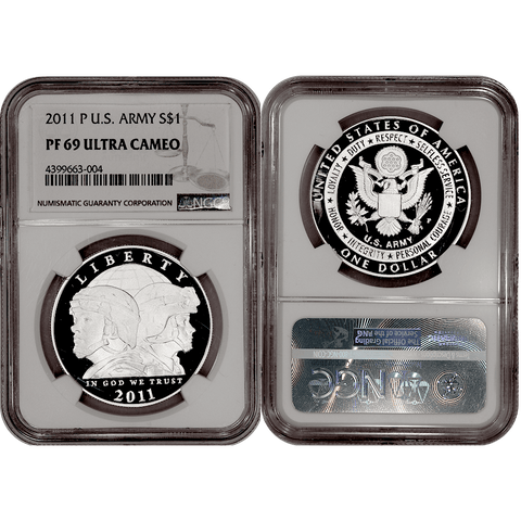 2011-P Army Commemorative Silver Dollar - NGC PF 69 Ultra Cameo