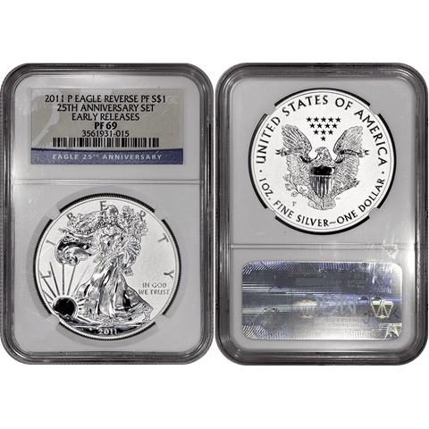 2011-P Reverse Proof American Silver Eagle 25th Anniversary in NGC PF 69