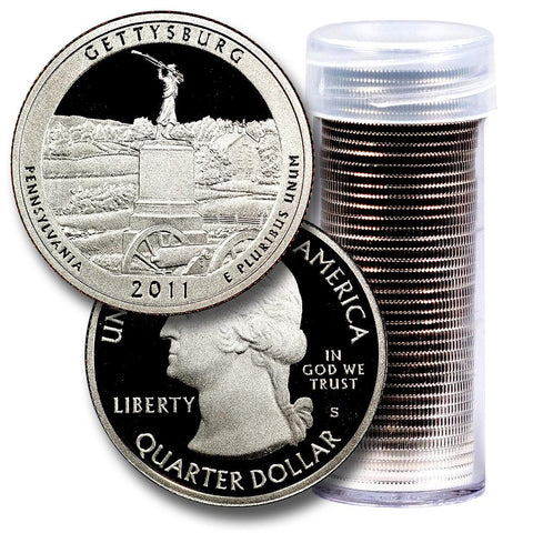 40-Coin Roll of 2011-S Gettysburg America The Beautiful Clad Proof Quarters - Directly From Proof Sets