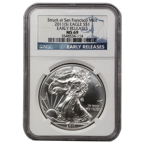 2011(S) American Silver Eagle ER in NGC MS 69