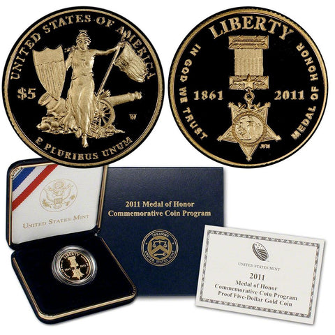 2011-W Proof Medal of Honor $5 Gold - Gem in OGP w/ COA