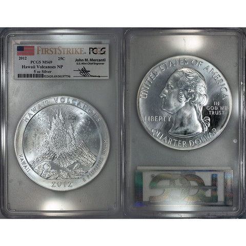 2012 Hawaii America The Beautiful Silver 5 oz Quarter - PCGS MS 69 FS Mercanti Signature