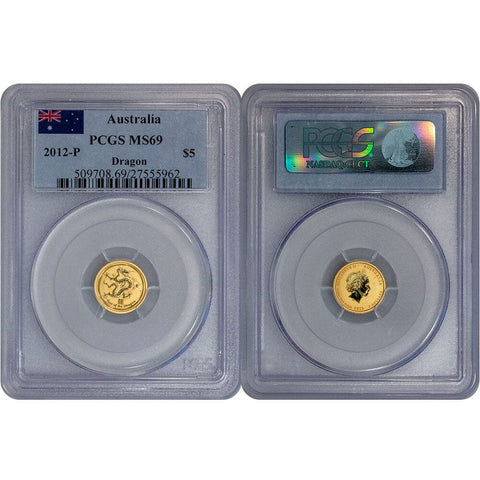 2012 Australia $5 20th Ounce Gold Lunar Dragon Coin- PCGS MS 69
