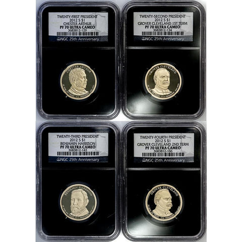 2012-S Presidential 4 Coin Set Arthur Harrison Cleveland 1st 2nd Term - NGC PF 70 UCAM