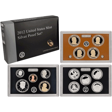 2012-S US Mint Silver Proof Sets in Original Box with COA