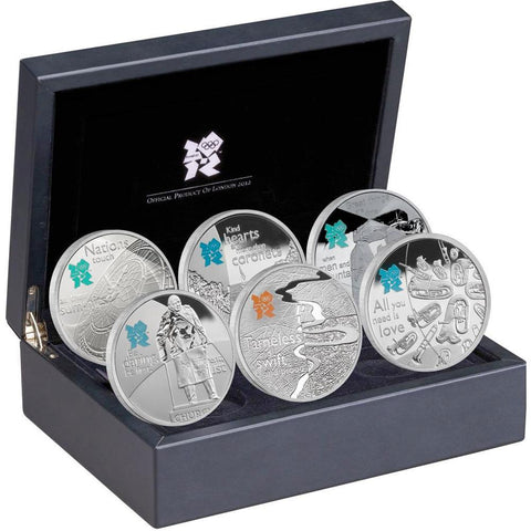 2012 Great Britain £5 Sterling Silver "Great British Icons" 6-Coin Set in OGP w/ COAs