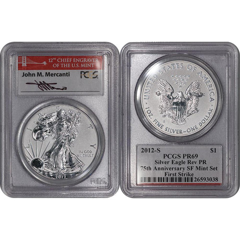 2012-S Reverse Proof American Silver Eagle - PCGS PR 69 Mercanti First Strike