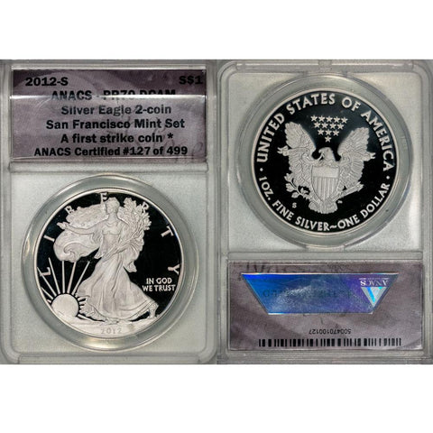2012-S American Eagle San Francisco 2-Coin Set - ANACS PR 70