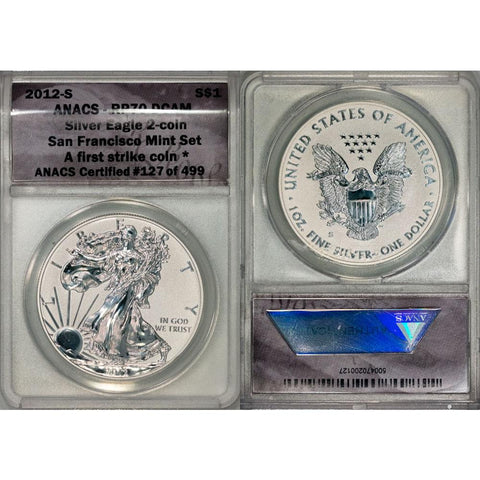2012-S American Eagle San Francisco 2-Coin Set - ANACS PR 70