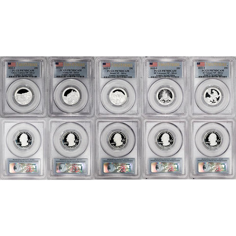 2012-S Silver Proof 5-Coin National Park Quarter Set in PCGS PR 70 DCAM First Strikes
