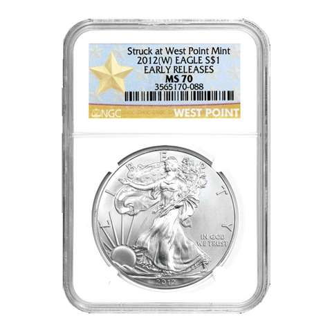 2012(W) American Silver Eagles Struck at West Point Mint in NGC MS 70 ER