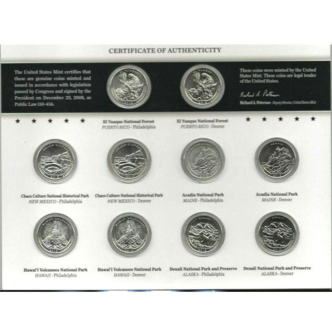 2012 America the Beautiful Quarter Uncirculated Coin Set