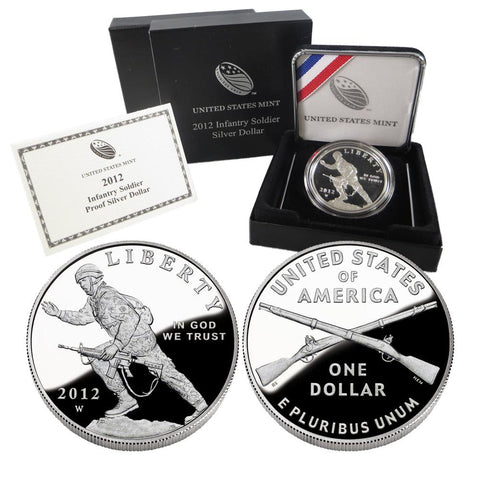 2012-W Infantry Soldier Proof Commemorative Silver Dollar in OGP w/ COA