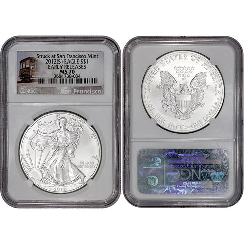 2012(S) American Silver Eagle - NGC MS 70 Trolley Label