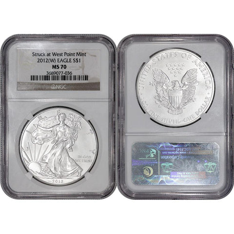 2012(W) American Silver Eagle - NGC MS 70 - Brown Label