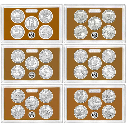 2013-S to 2018-S Proof Clad Quarter Sets in Government Plastic (No Box/COA)