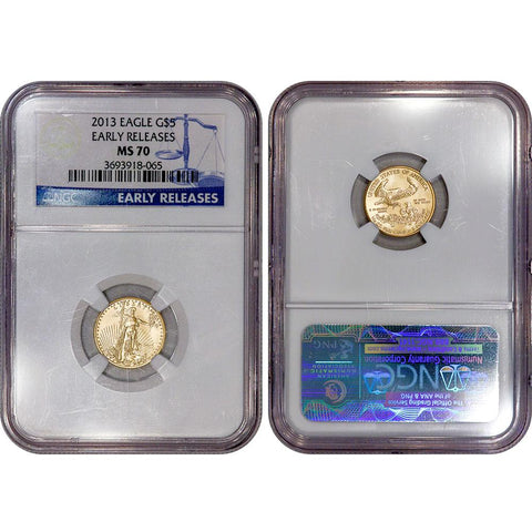 2013 1/10th Tenth Ounce Gold Eagle - NGC MS 70 Early Release