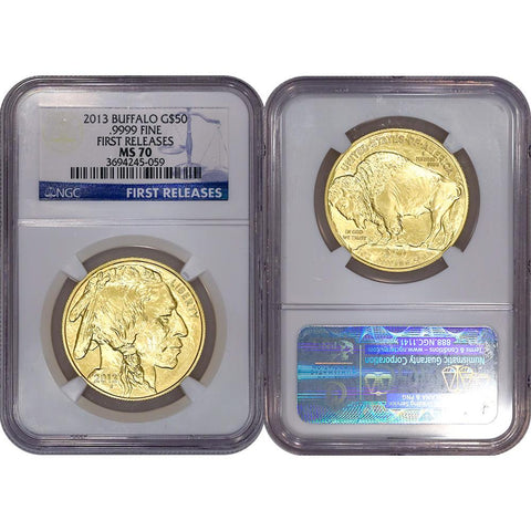 2013 Buffalo $50 .9999 One Ounce Gold - NGC MS 70 First Releases