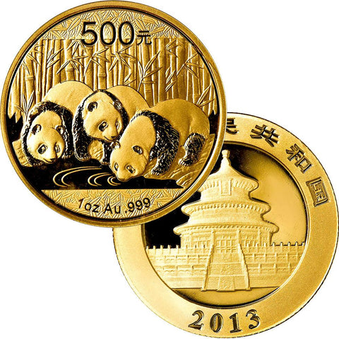 2013 500 Yuan 1 oz Gold Panda - Gem Uncirculated in Mint Plastic